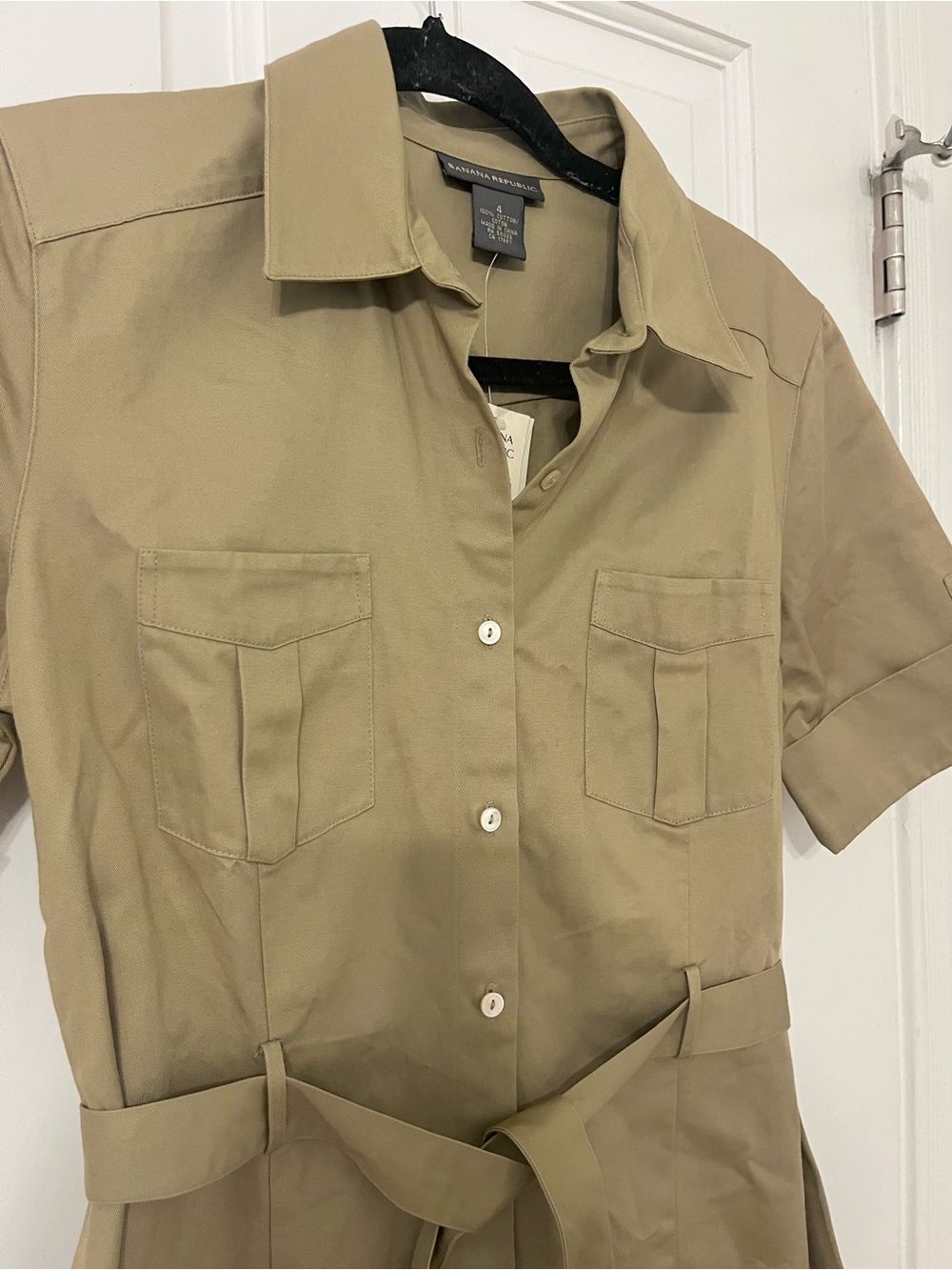 Banana Republic Short Sleeve Utility Dress — Khaki